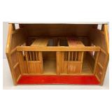 Large Handmade Wood Barn With Misc. Vintage Toy Horses 21" x 21" x 29"