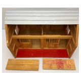 Large Handmade Wood Barn With Misc. Vintage Toy Horses 21" x 21" x 29"