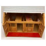 Large Handmade Wood Barn With Misc. Vintage Toy Horses 21" x 21" x 29"