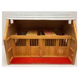 Large Handmade Wood Barn With Misc. Vintage Toy Horses 21" x 21" x 29"