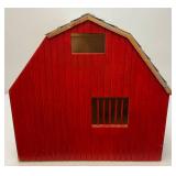 Large Handmade Wood Barn With Misc. Vintage Toy Horses 21" x 21" x 29"