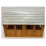 Large Handmade Wood Barn With Misc. Vintage Toy Horses 21" x 21" x 29"