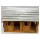 Large Handmade Wood Barn With Misc. Vintage Toy Horses 21" x 21" x 29"