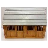 Large Handmade Wood Barn With Misc. Vintage Toy Horses 21" x 21" x 29"