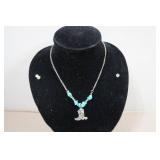 Silver Tone Necklaces with Turquoise Stones