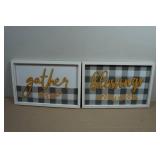 *2* Decorative Framed Wall Art - Gather & Blessings - 16"x10.5"