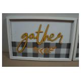 *2* Decorative Framed Wall Art - Gather & Blessings - 16"x10.5"