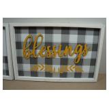 *2* Decorative Framed Wall Art - Gather & Blessings - 16"x10.5"