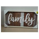 *2* Decorative Framed Wall Art - Family & Blessed - 24.5"x12"