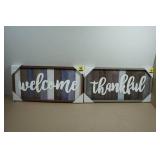 *2* Decorative Framed Wall Art - Welcome & Thankful - 24.5"x12"