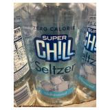 Super Chill Unflavored Seltzer 1L Bottles, 12-Pack, Zero Calorie, Best By 10/2025
