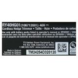 Ryobi RY40HG01 40V 24" Hedge Trimmer Tool Only Msrp $119.00