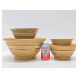 Lot of 4 Old Vintage Stoneware Mixing Bowls