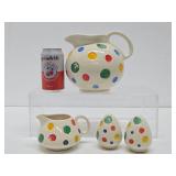 Vintage Ceramic Polka Dot Pitchers & Salt Pepper Shakers