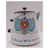 Excellent Large Scandinavian Enameled Coffee Pot w/Lid