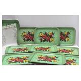 Set o f10 Vintage Mid Century Metal Serving Trays w/Floral Design