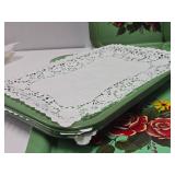 Set o f10 Vintage Mid Century Metal Serving Trays w/Floral Design