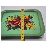 Set o f10 Vintage Mid Century Metal Serving Trays w/Floral Design