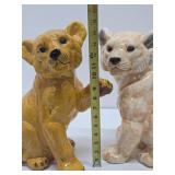 2 Vintage LARGE Ceramic Lion Cub Statues