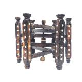 Vintage Inlaid Wood Folding Table Base