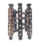Vintage Inlaid Wood Folding Table Base