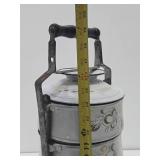 Large Vintage Mid Century Tiffen Carrier Sectional Enamelware Lunch Box