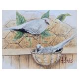 Framed Signed Numbered Print by Les Kouba - "Australian Diamond Doves"