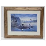 Framed Signed Numbered Print by Les Kouba - "May in Minnesota" w/Loons