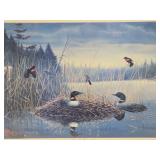 Framed Signed Numbered Print by Les Kouba - "May in Minnesota" w/Loons