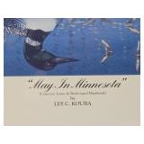 Framed Signed Numbered Print by Les Kouba - "May in Minnesota" w/Loons