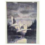 Framed Signed Numbered Print by Les Kouba - "Whistlers