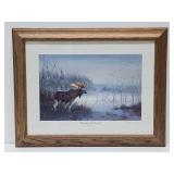 Framed Signed Numbered Print by Les Kouba - "Surveying His Domain" w/Moose