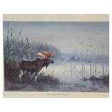 Framed Signed Numbered Print by Les Kouba - "Surveying His Domain" w/Moose