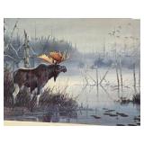 Framed Signed Numbered Print by Les Kouba - "Surveying His Domain" w/Moose
