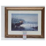 Framed Signed Numbered Print by Les Kouba - "Surveying His Domain" w/Moose