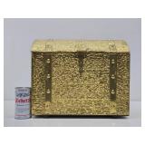 Vintage Textured Gold Metal Treasure chest Type Box