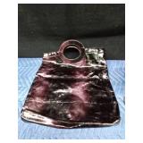 Wilson leather purse, black/purple bag, Poodle purse, vintage Ande
