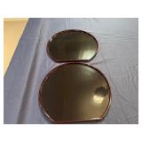 Decorative Half Moon Black Lacquer Trays 14 1/2" x 13"