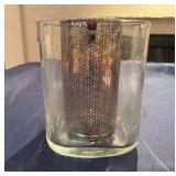 Orrefors Sweden Crystal Wine Chiller with Stainless Steel Insert.  Helena Model 7" x 7" x 8"T