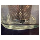 Orrefors Sweden Crystal Wine Chiller with Stainless Steel Insert.  Helena Model 7" x 7" x 8"T