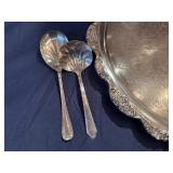 Silver Plated Serving Tray (19") with 4 Serving Utensils