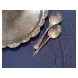 Silver Plated Serving Tray (19") with 4 Serving Utensils