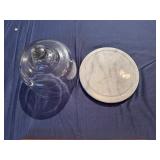 Marble and Glass Cheese Dome with Novel "Mouse" Wood Serving Board