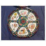 Vintage Daher Decorated Tin Serving Trays Featuring a Colorful Chinoise Inspired Design 16.5"