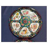 Vintage Daher Decorated Tin Serving Trays Featuring a Colorful Chinoise Inspired Design 16.5"