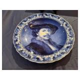 Self-Portrait of Rembrandt - Blue and White Royal Delft Wall Charger 16.5"