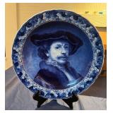 Self-Portrait of Rembrandt - Blue and White Royal Delft Wall Charger 16.5"