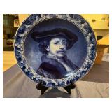 Self-Portrait of Rembrandt - Blue and White Royal Delft Wall Charger 16.5"