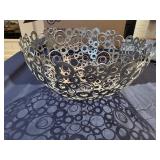 American Metalcraft Ring Design Silver Metal Art Bowl 19" Diameter x 10" Tall