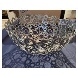 American Metalcraft Ring Design Silver Metal Art Bowl 19" Diameter x 10" Tall